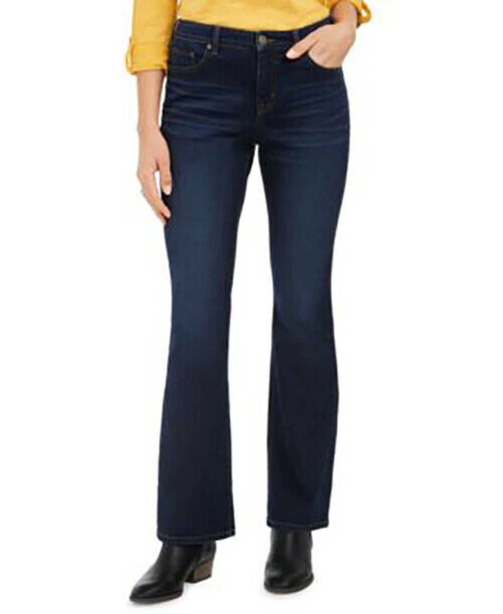 Style Co Curvy-Fit Boot-Cut Jeans Created for Macy's Dark Wash Blue Bloom 4
